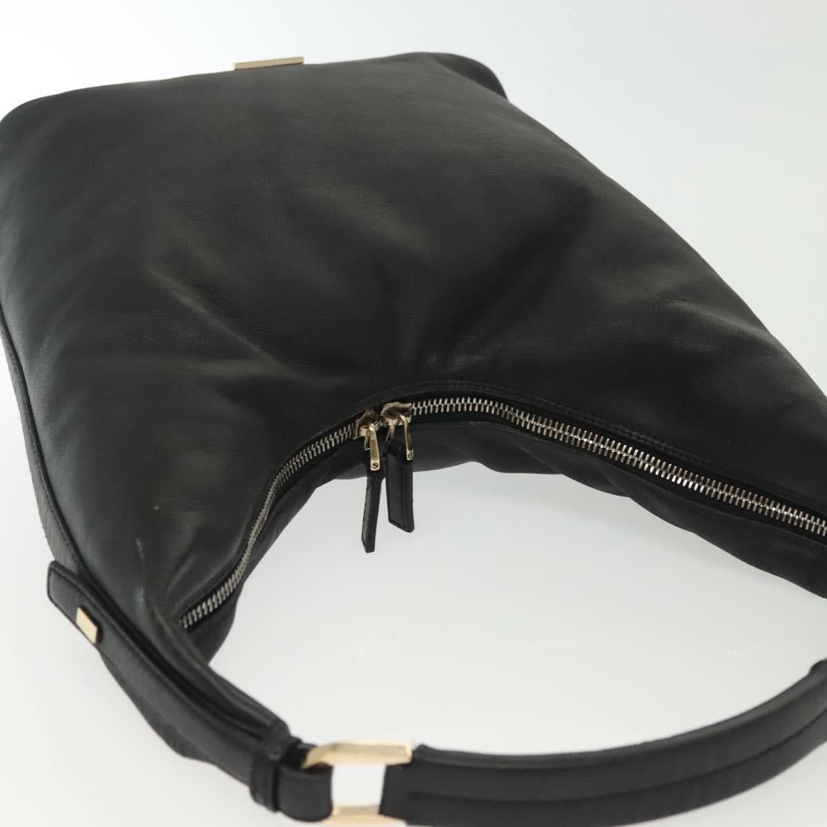 GUCCI Shoulder Bag Leather Black Gold 73885 Auth SW1477