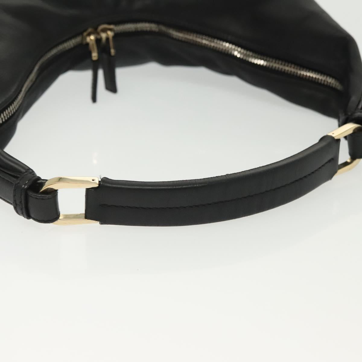 GUCCI Shoulder Bag Leather Black Gold 73885 Auth SW1477