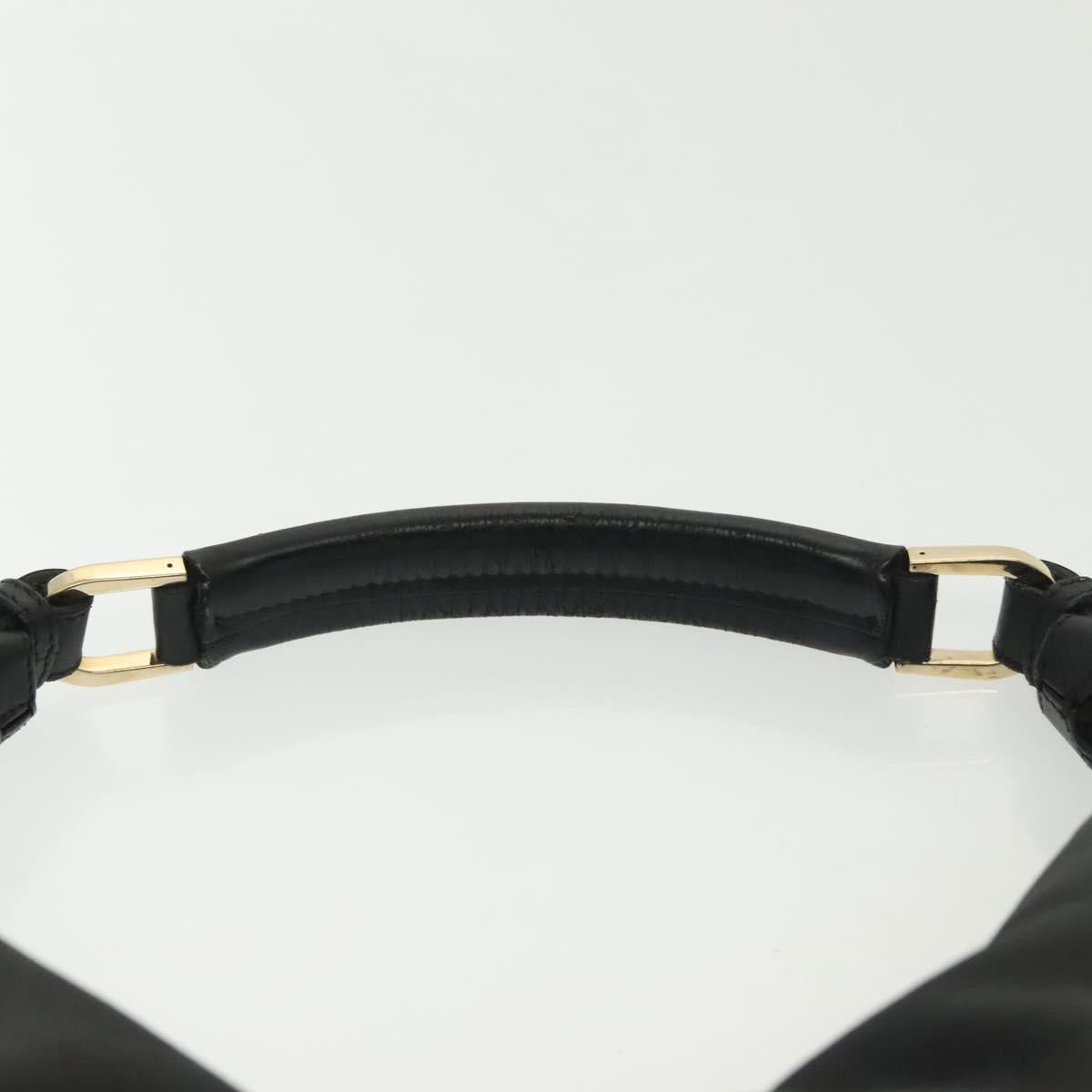 GUCCI Shoulder Bag Leather Black Gold 73885 Auth SW1477
