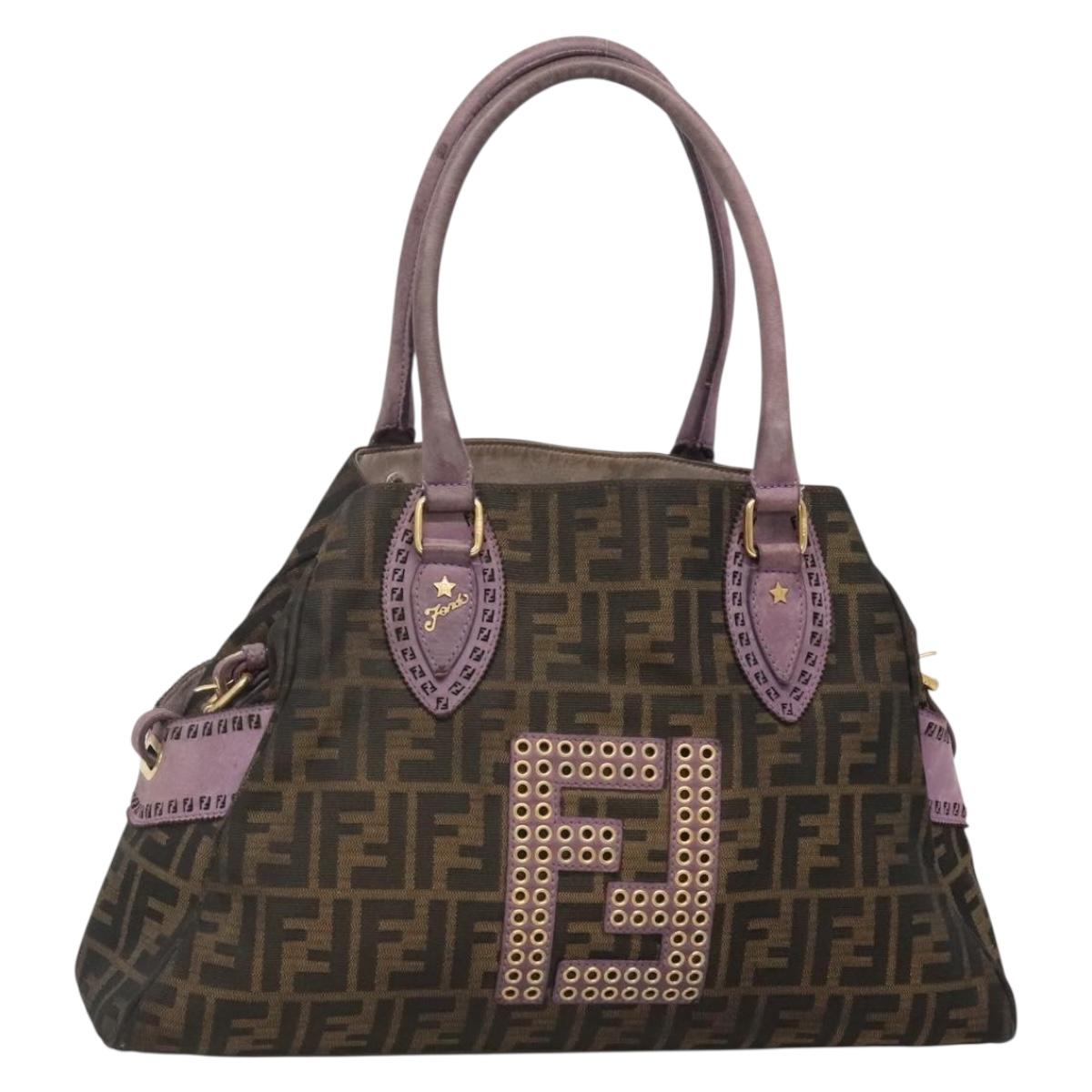 FENDI Zucca Canvas Tote Bag Black Brown Auth SW1478