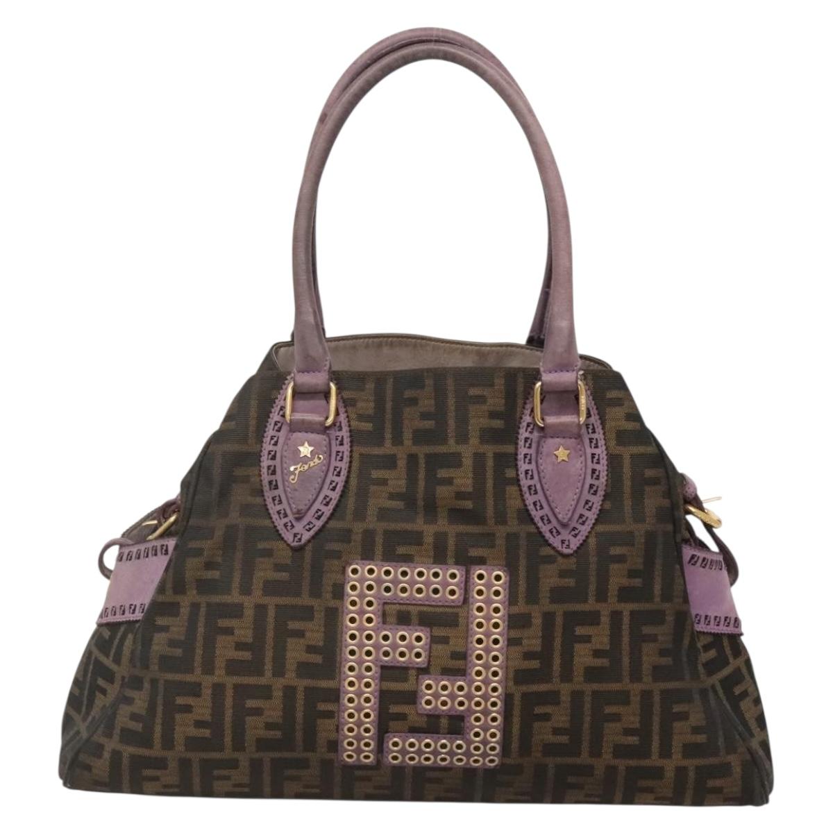 FENDI Zucca Canvas Tote Bag Black Brown Auth SW1478