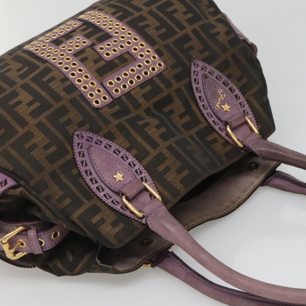 FENDI Zucca Canvas Tote Bag Black Brown Auth SW1478