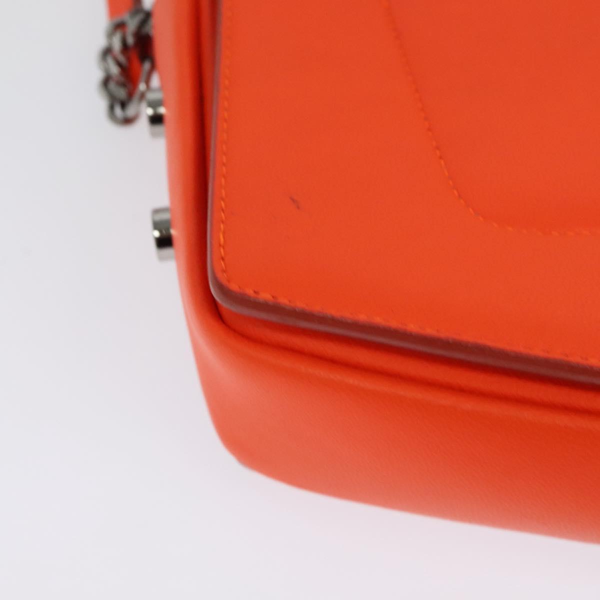 Jimmy Choo Shoulder Bag Leather Orange Silver Auth SW1487
