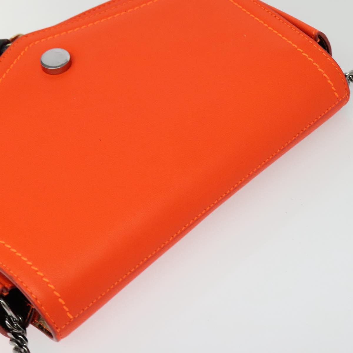 Jimmy Choo Shoulder Bag Leather Orange Silver Auth SW1487