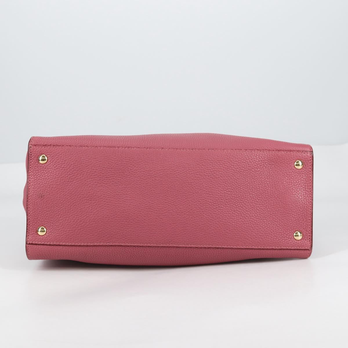 Salvatore Ferragamo Gancini Hand Bag Leather 2way Pink Gold Auth SW1488V