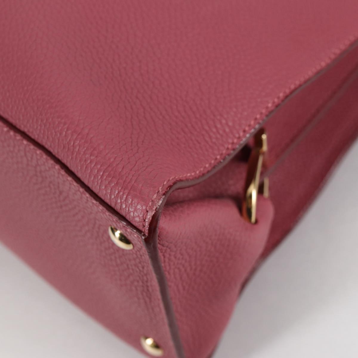 Salvatore Ferragamo Gancini Hand Bag Leather 2way Pink Gold Auth SW1488V