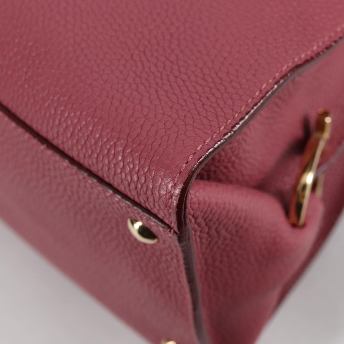 Salvatore Ferragamo Gancini Hand Bag Leather 2way Pink Gold Auth SW1488V