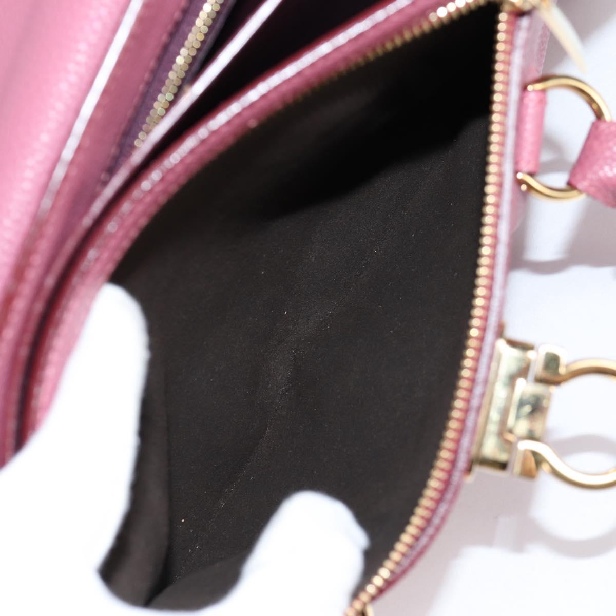 Salvatore Ferragamo Gancini Hand Bag Leather 2way Pink Gold Auth SW1488V