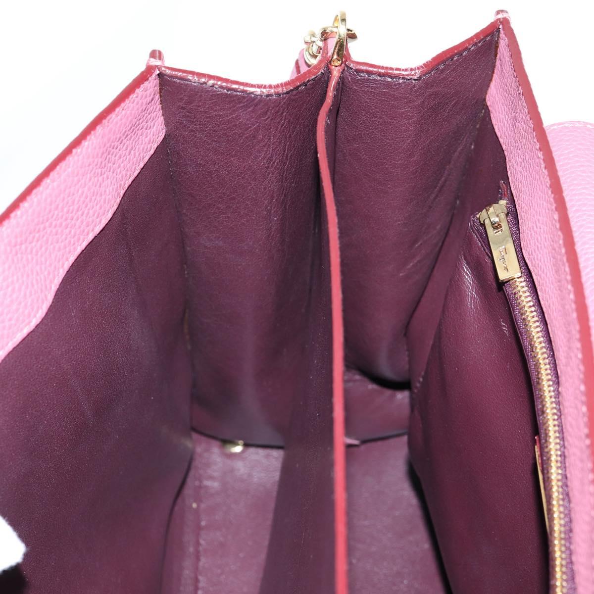 Salvatore Ferragamo Gancini Hand Bag Leather 2way Pink Gold Auth SW1488V