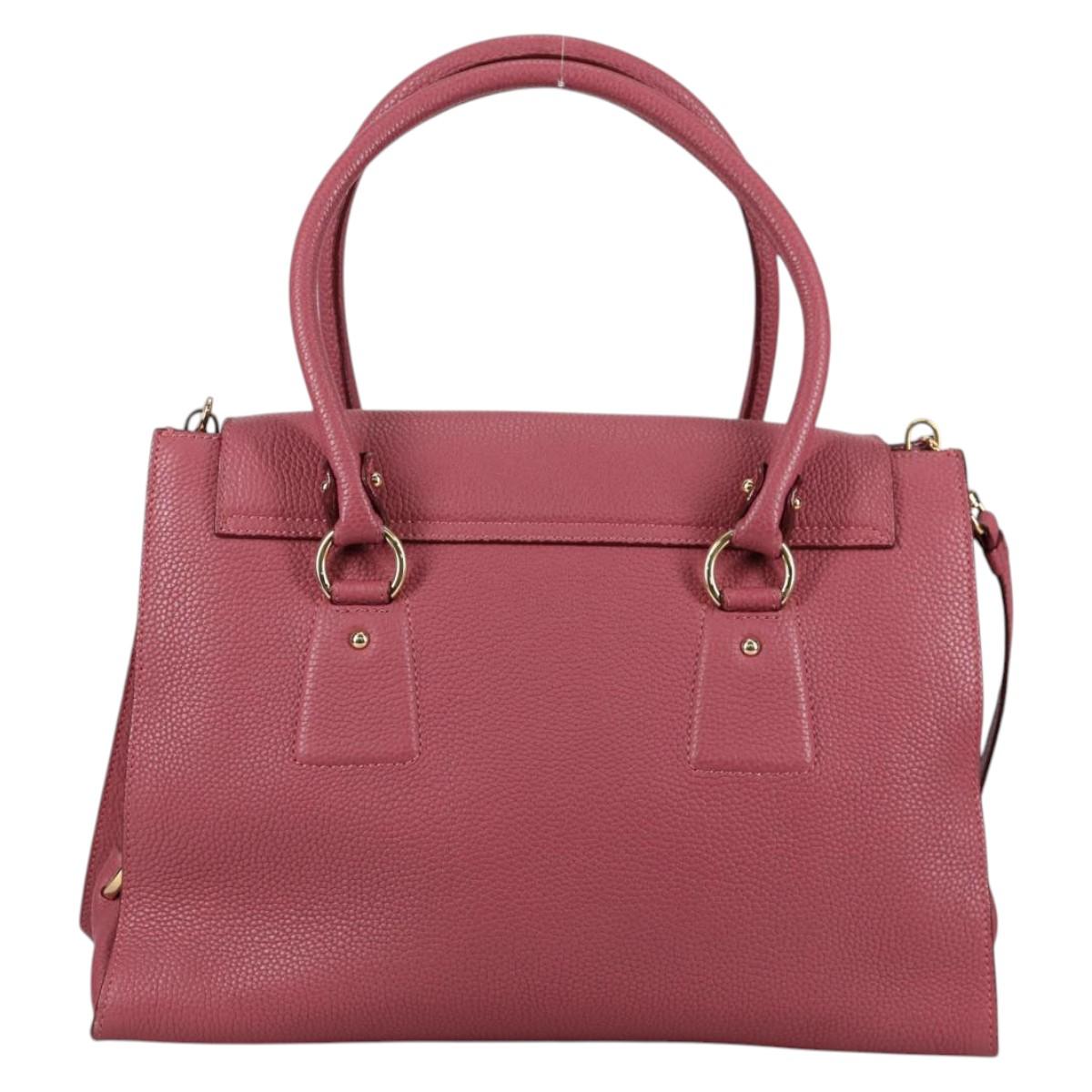 Salvatore Ferragamo Gancini Hand Bag Leather 2way Pink Gold Auth SW1488V
