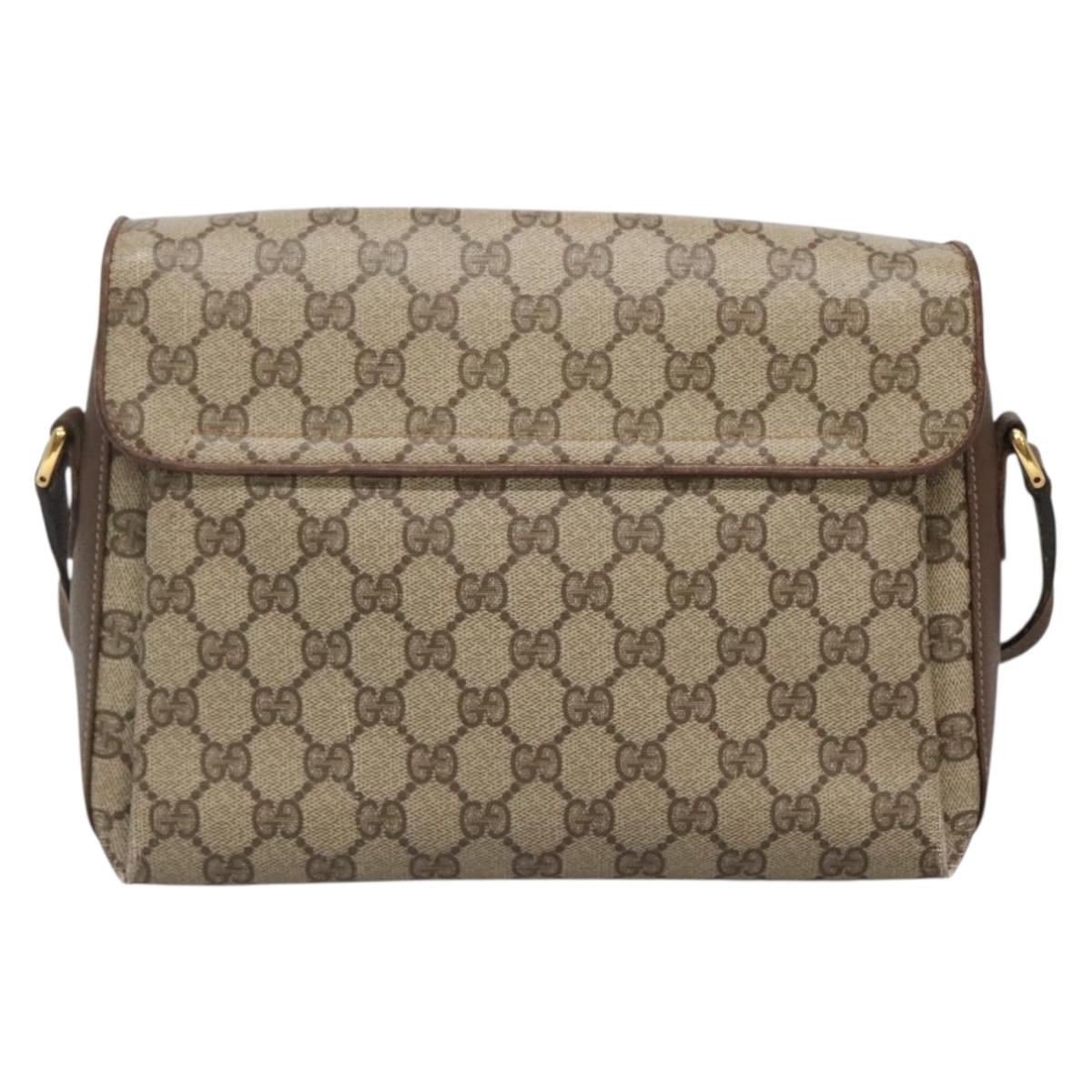 GUCCI GG Supreme Web Sherry Line Bag PVC Beige Gold 904 02 084 Auth SW1492
