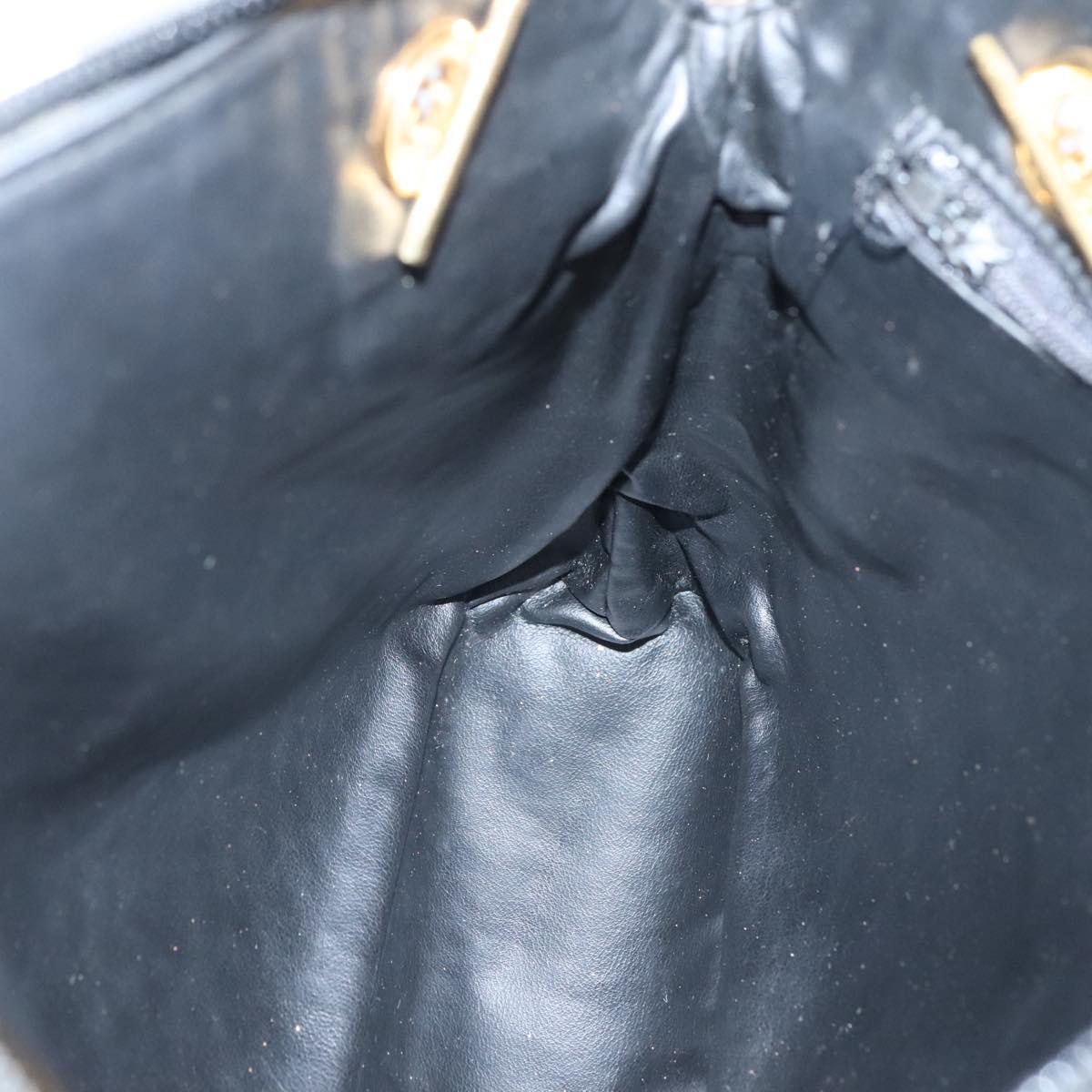 BALLY Chain Shoulder Bag Leather Black Gold Auth SW1496