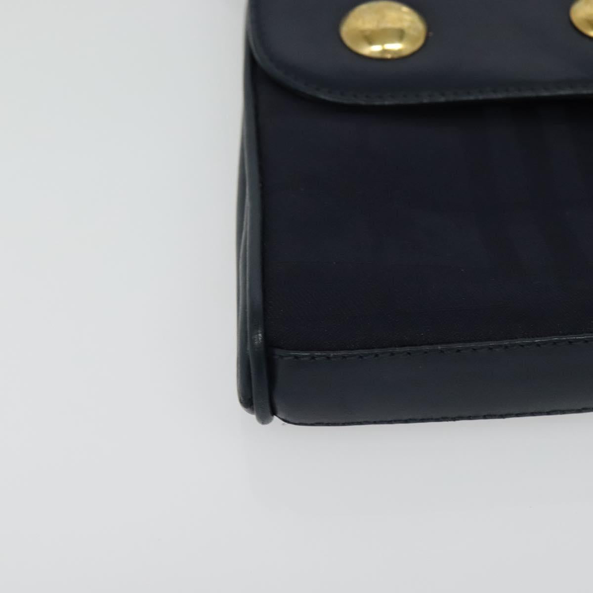 Burberrys Shoulder Bag Canvas Navy Gold Auth SW1499