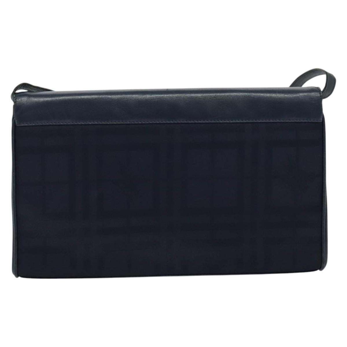 Burberrys Shoulder Bag Canvas Navy Gold Auth SW1499