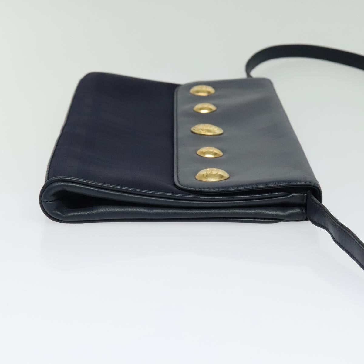 Burberrys Shoulder Bag Canvas Navy Gold Auth SW1499