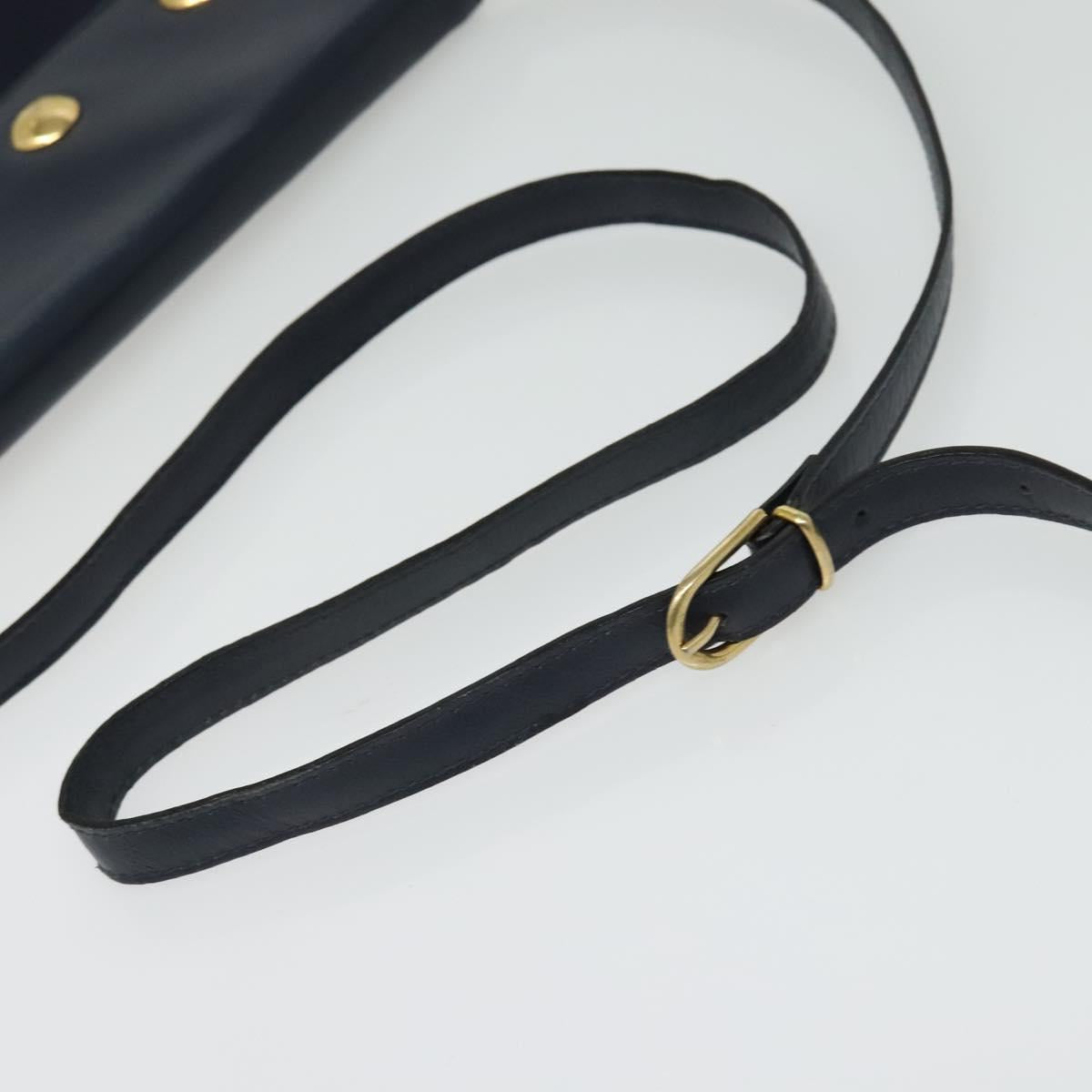 Burberrys Shoulder Bag Canvas Navy Gold Auth SW1499