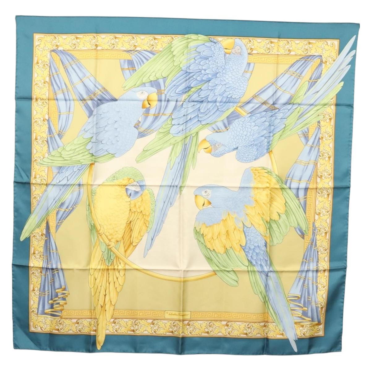 Salvatore Ferragamo Scarf Silk Blue Auth SW1502