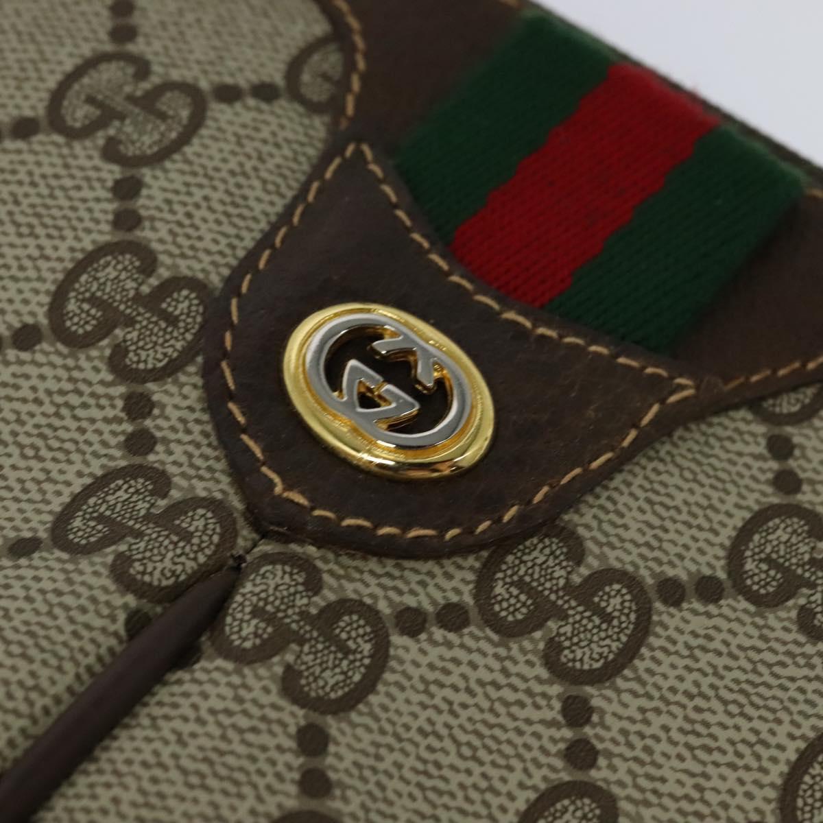 GUCCI GG Supreme Web Sherry Line Shoulder Bag PVC Beige 904 02 047 Auth sw151