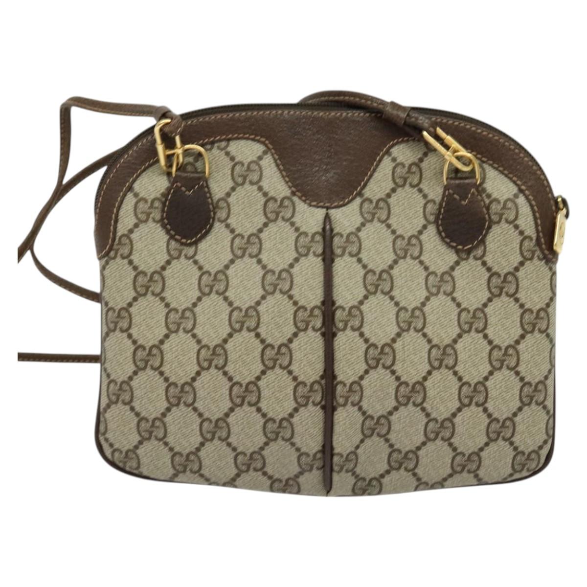 GUCCI GG Supreme Web Sherry Line Shoulder Bag PVC Beige 904 02 047 Auth sw151