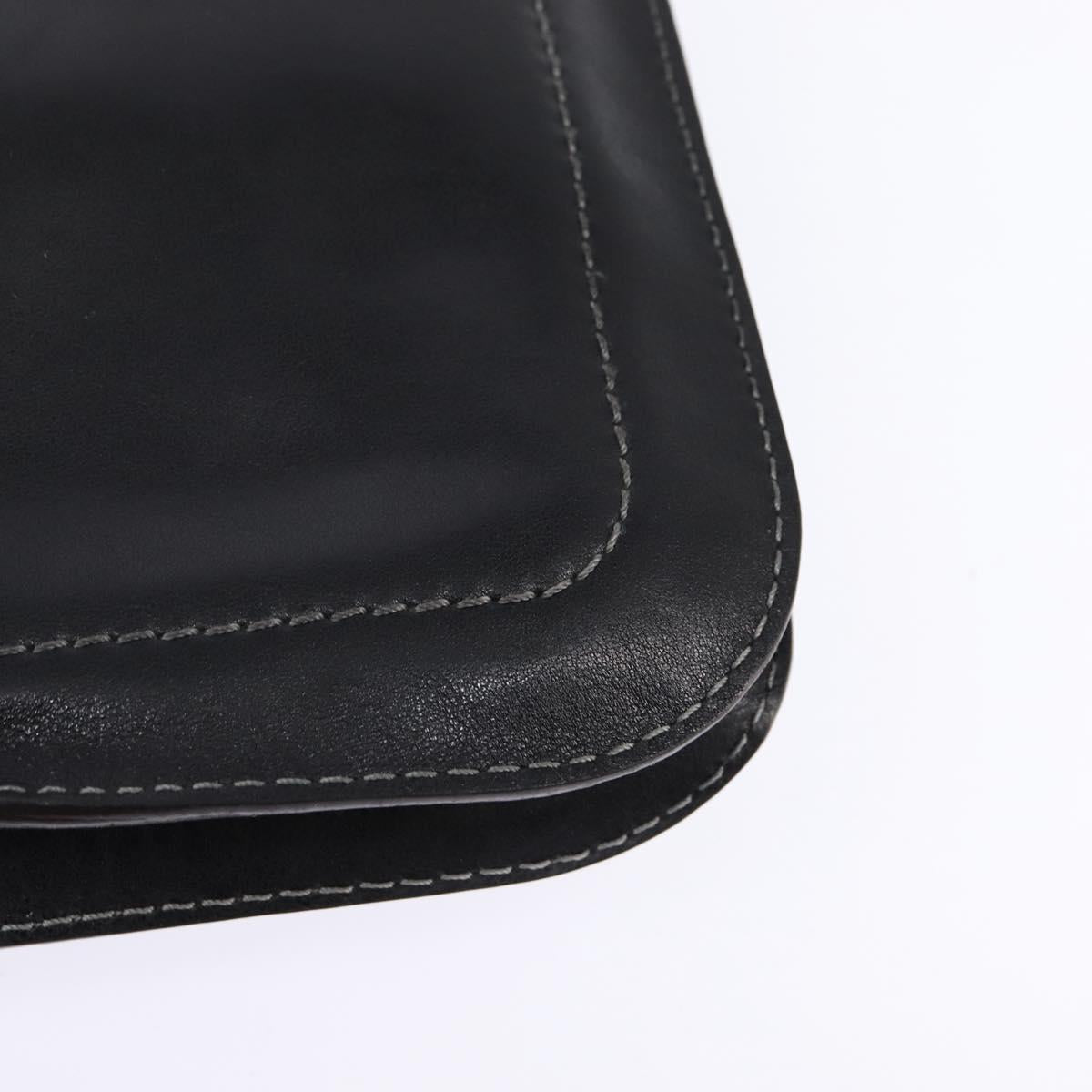LOEWE Shoulder Bag Leather Black Gold Auth SW1512