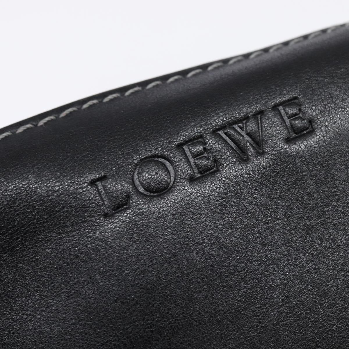 LOEWE Shoulder Bag Leather Black Gold Auth SW1512