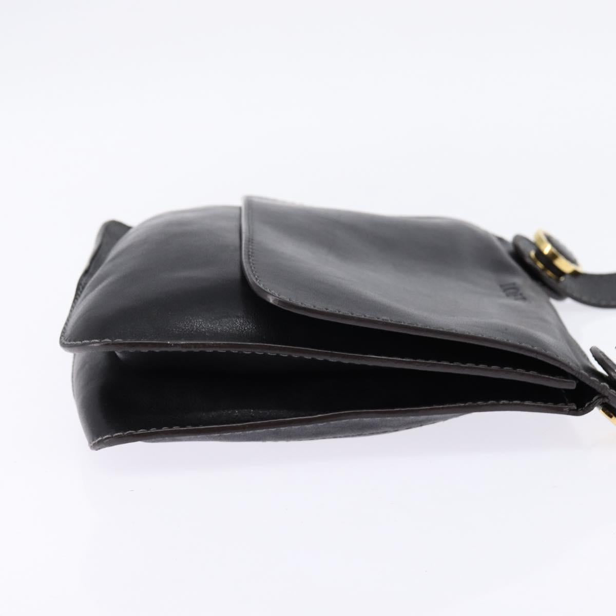 LOEWE Shoulder Bag Leather Black Gold Auth SW1512