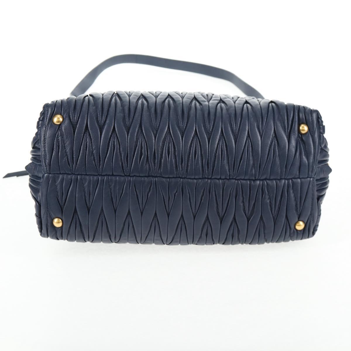 Miu Miu Matelasse Hand Bag Leather 2way Blue Gold Auth SW1513V