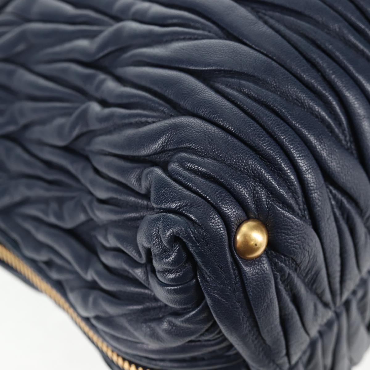 Miu Miu Matelasse Hand Bag Leather 2way Blue Gold Auth SW1513V