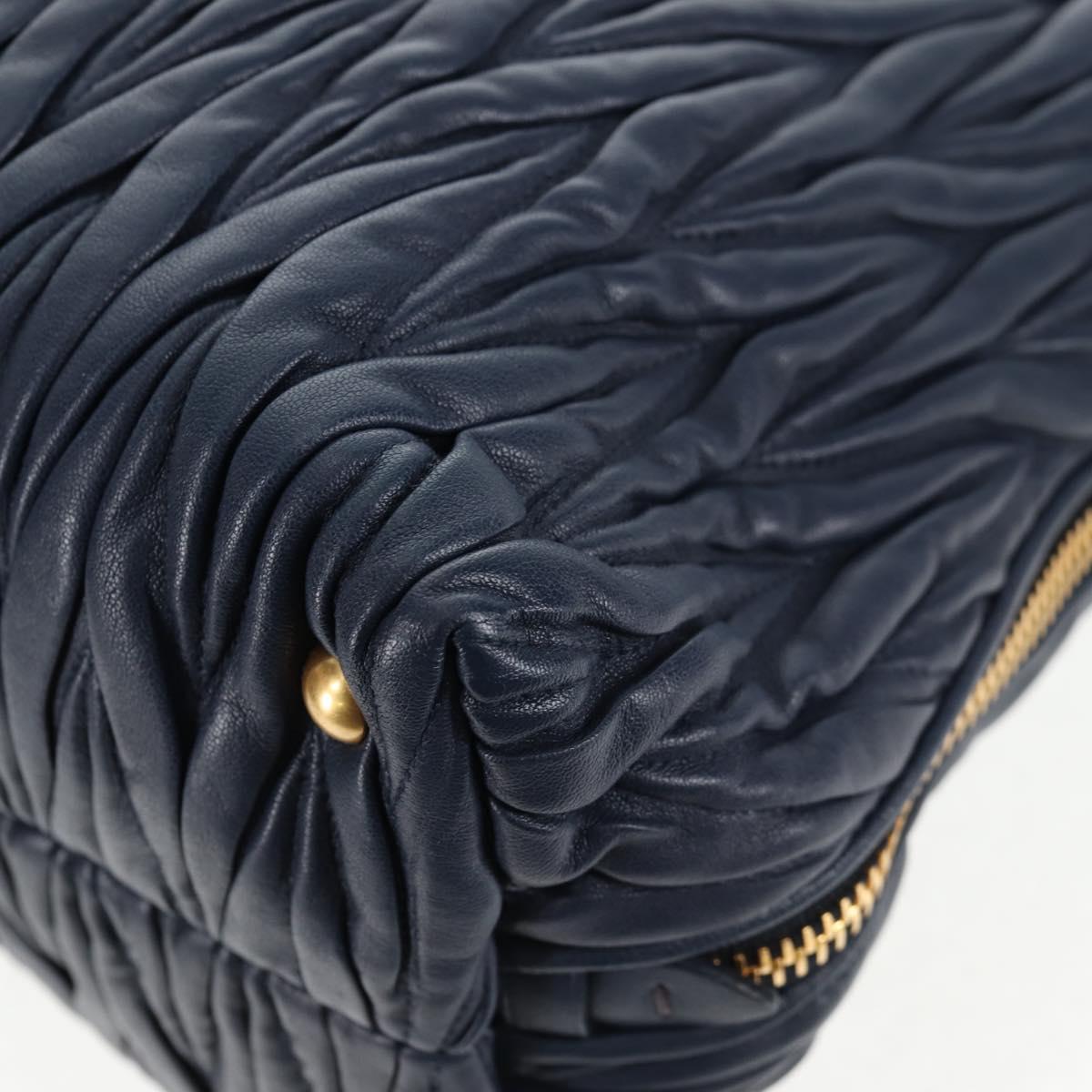 Miu Miu Matelasse Hand Bag Leather 2way Blue Gold Auth SW1513V