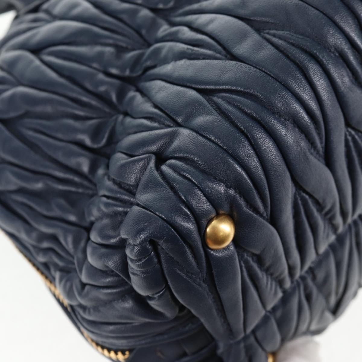 Miu Miu Matelasse Hand Bag Leather 2way Blue Gold Auth SW1513V