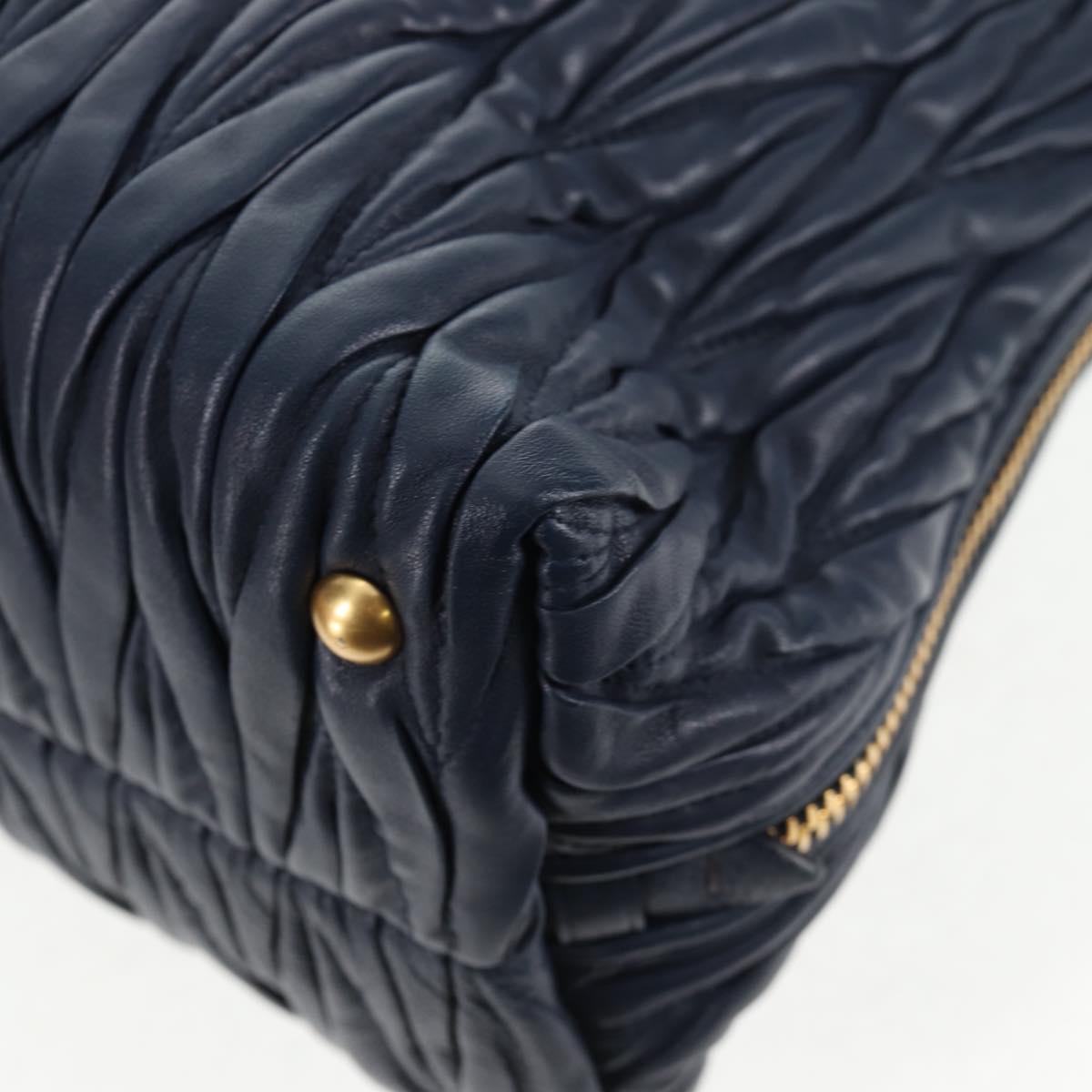 Miu Miu Matelasse Hand Bag Leather 2way Blue Gold Auth SW1513V