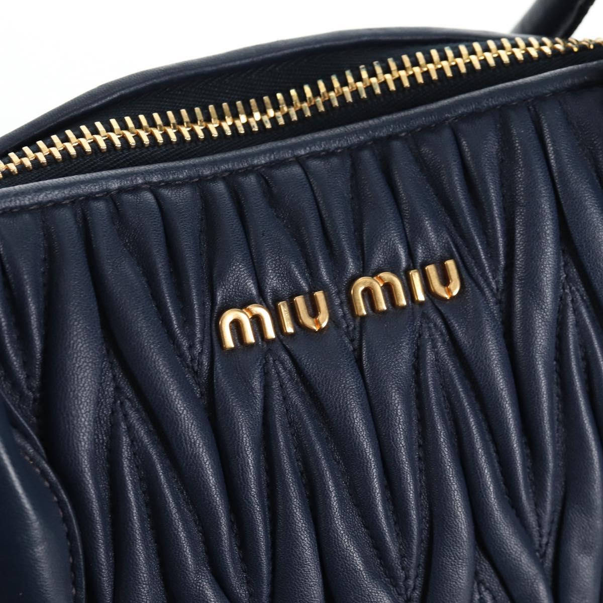 Miu Miu Matelasse Hand Bag Leather 2way Blue Gold Auth SW1513V