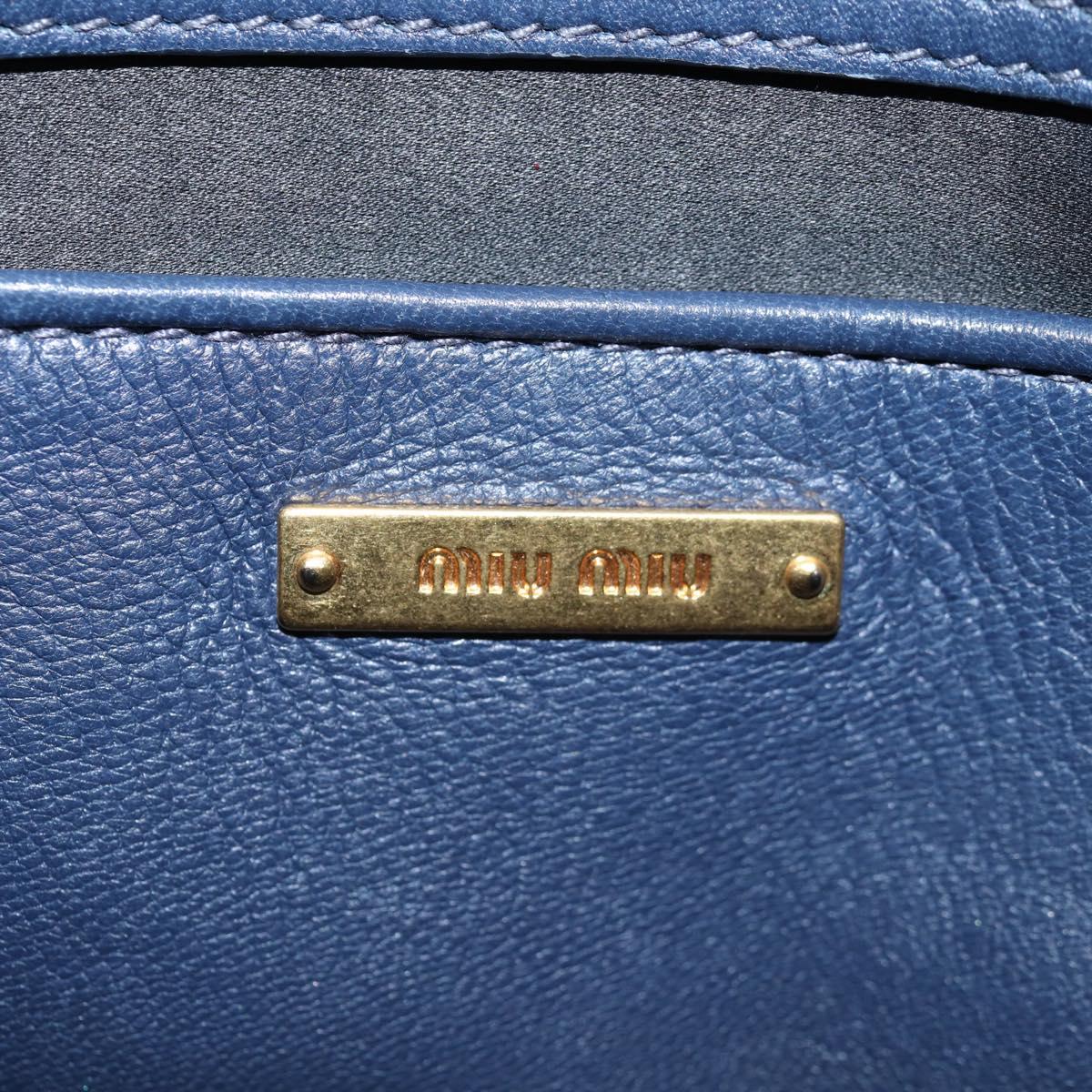 Miu Miu Matelasse Hand Bag Leather 2way Blue Gold Auth SW1513V