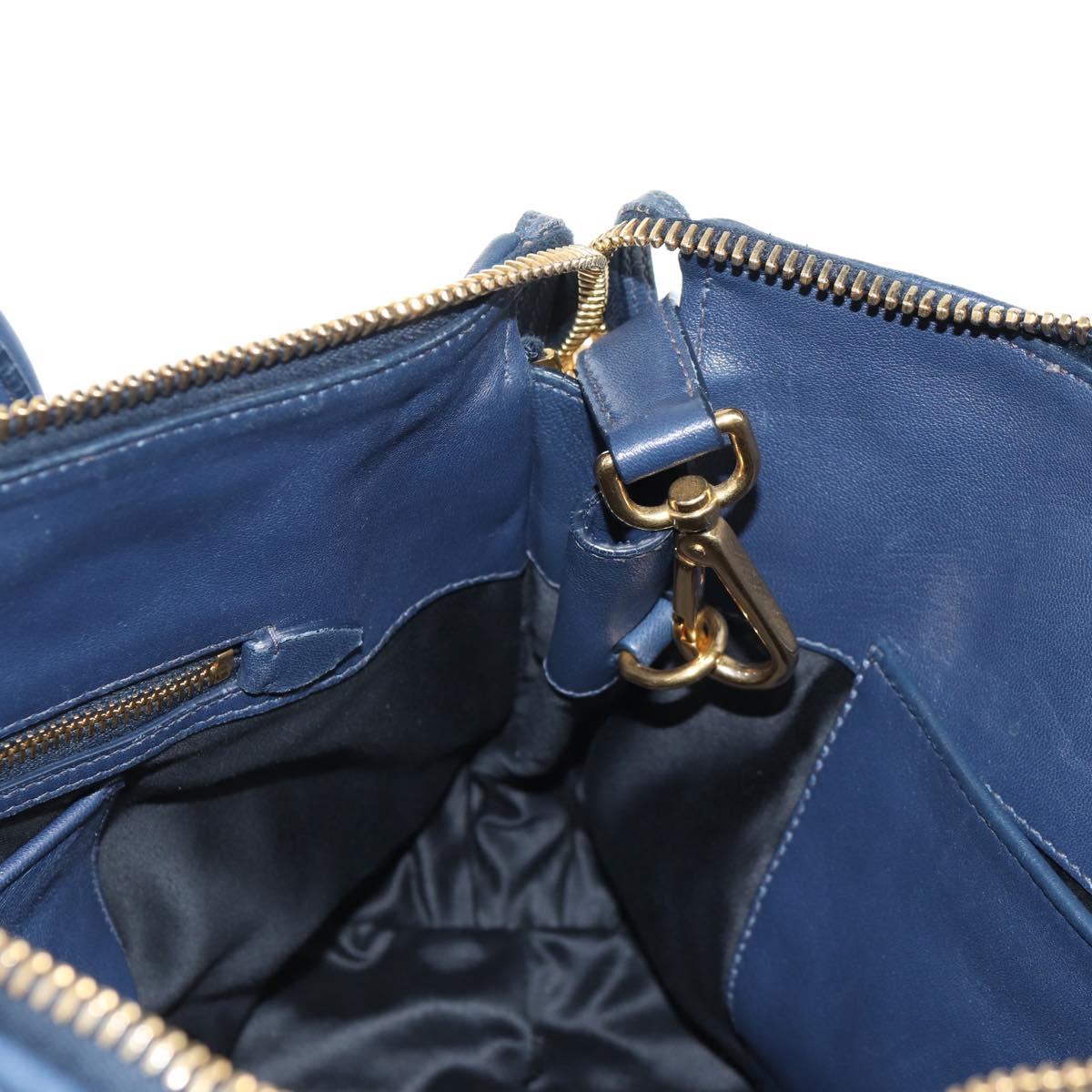Miu Miu Matelasse Hand Bag Leather 2way Blue Gold Auth SW1513V