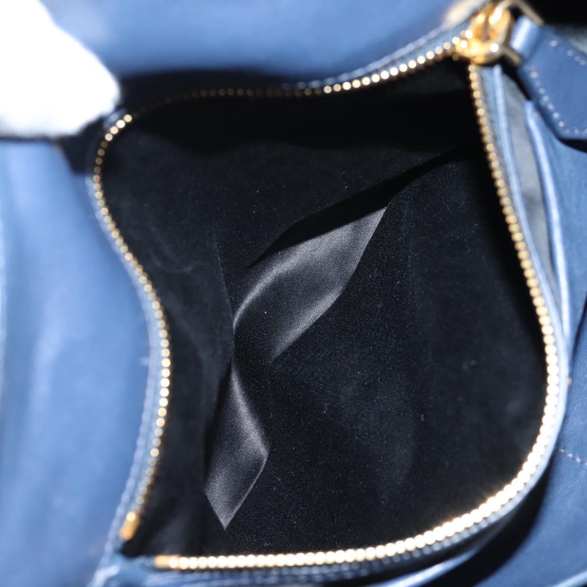 Miu Miu Matelasse Hand Bag Leather 2way Blue Gold Auth SW1513V