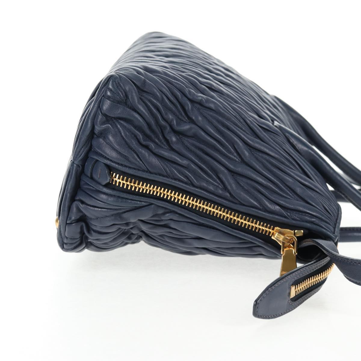 Miu Miu Matelasse Hand Bag Leather 2way Blue Gold Auth SW1513V