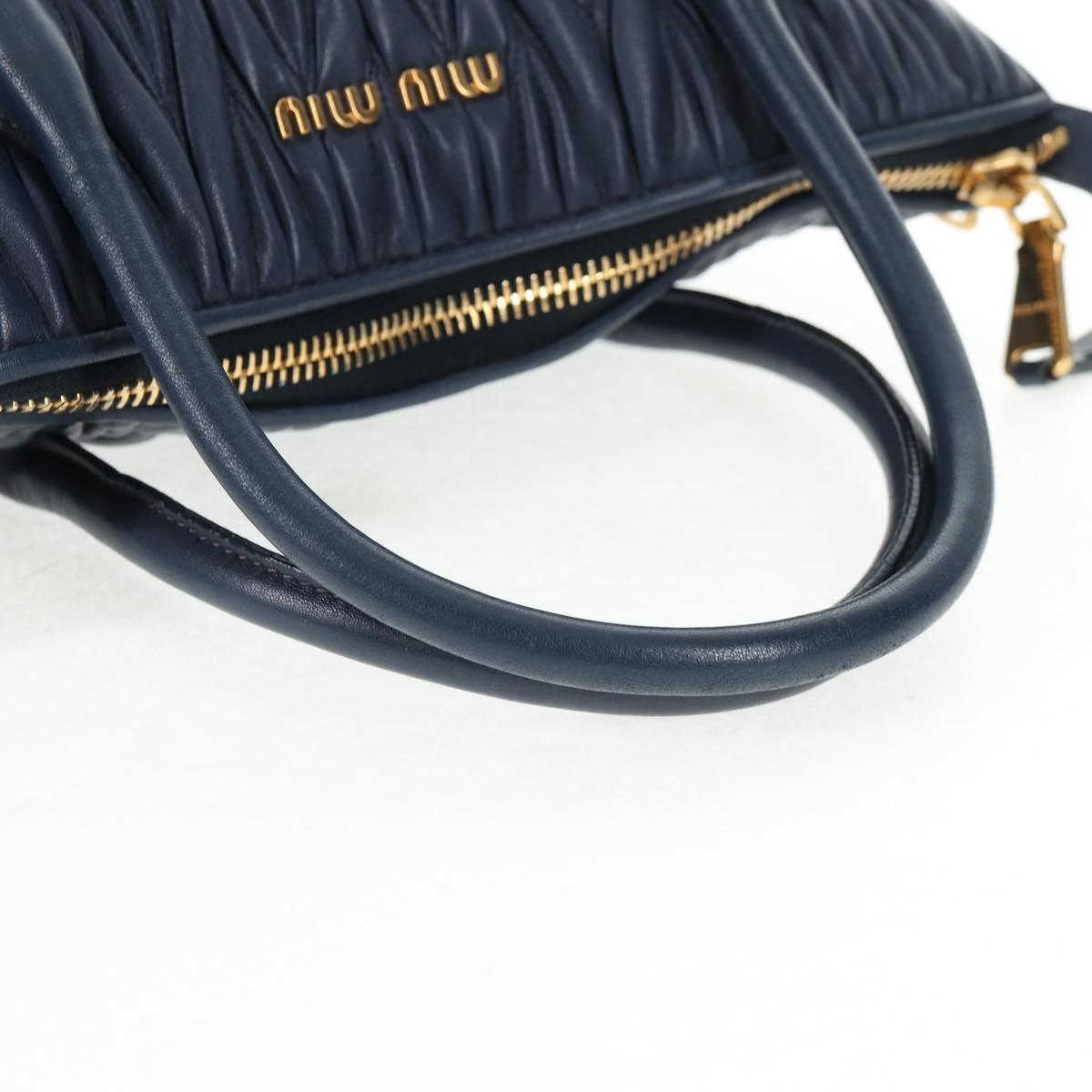 Miu Miu Matelasse Hand Bag Leather 2way Blue Gold Auth SW1513V