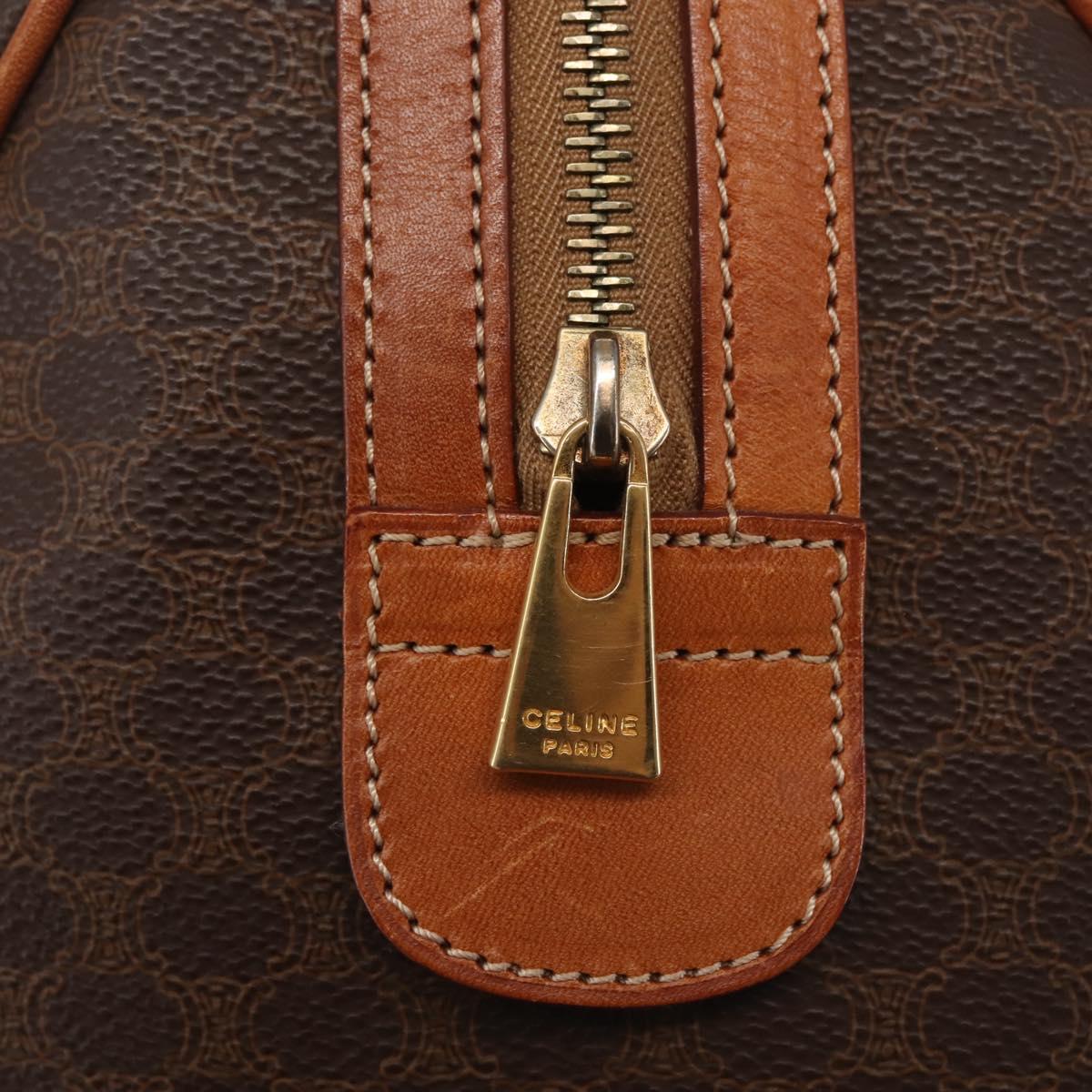 CELINE Macadam Canvas Boston Bag PVC Brown Gold Auth SW1520