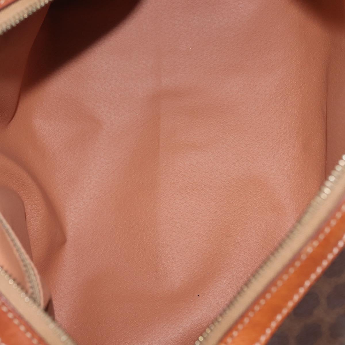 CELINE Macadam Canvas Boston Bag PVC Brown Gold Auth SW1520