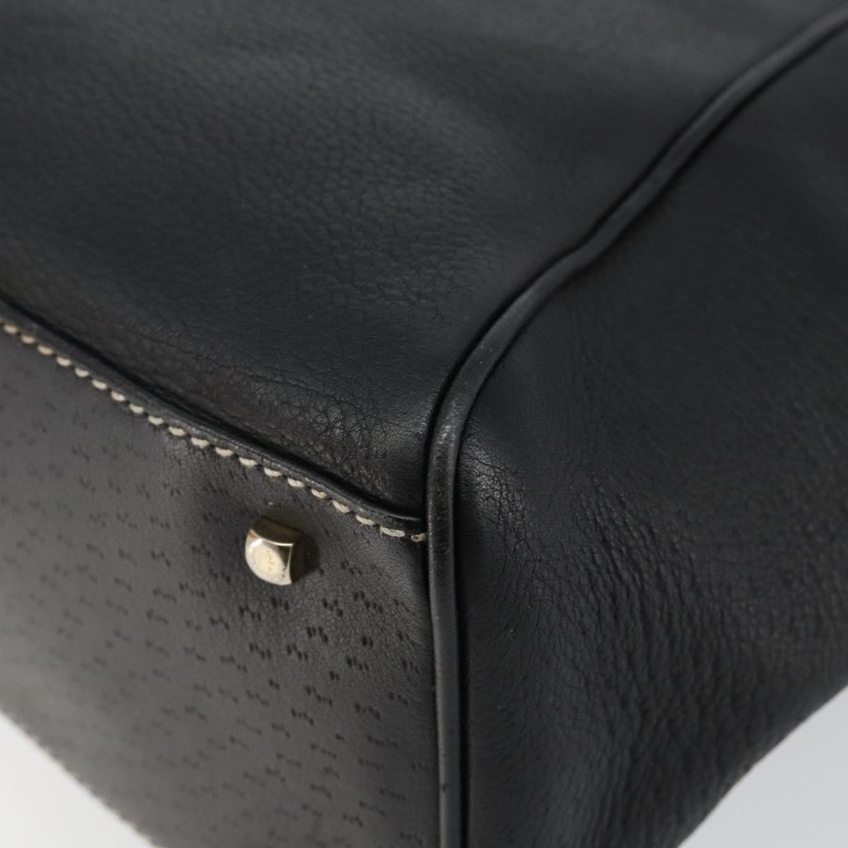 Salvatore Ferragamo Tote Bag Leather Black Gold Auth SW1521