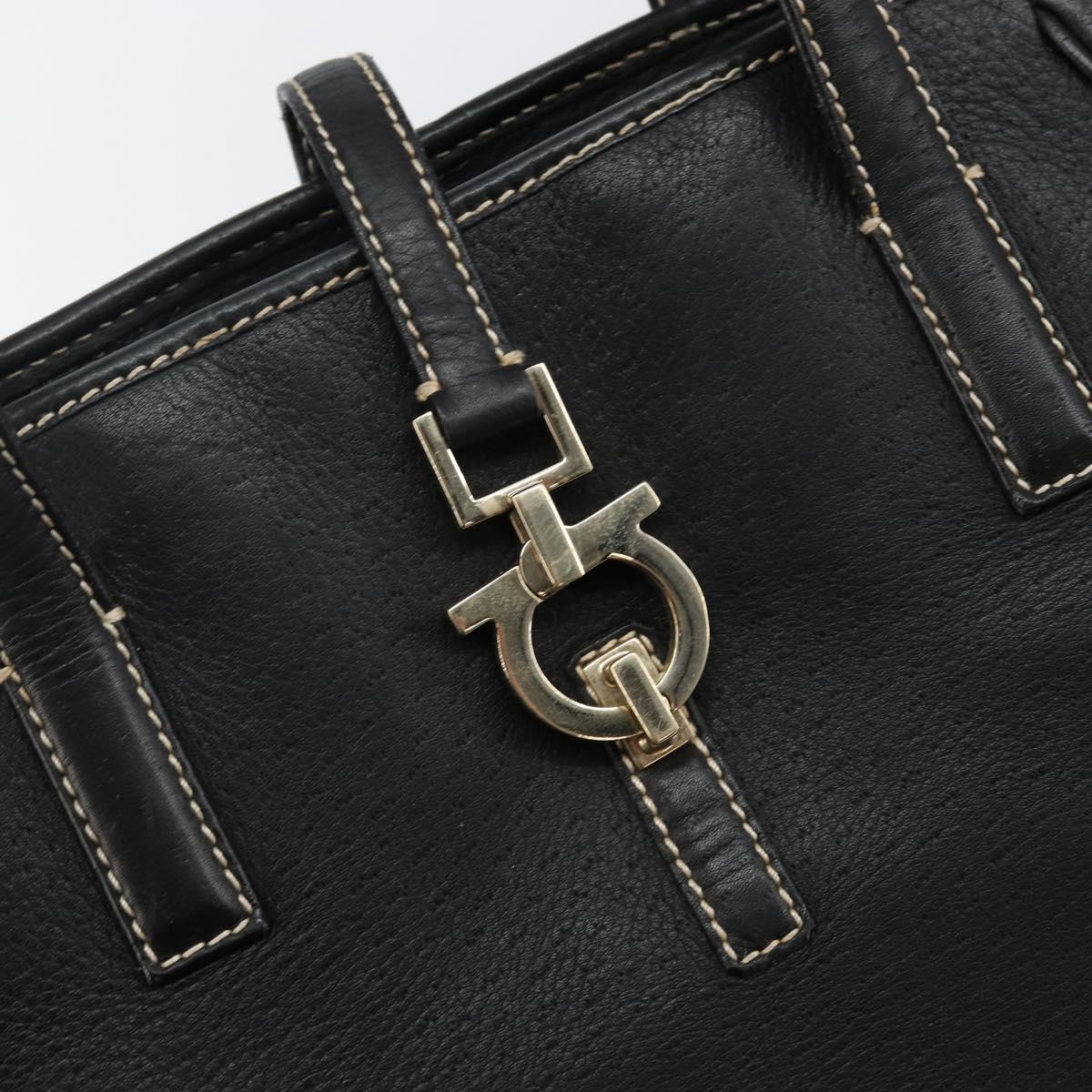 Salvatore Ferragamo Tote Bag Leather Black Gold Auth SW1521