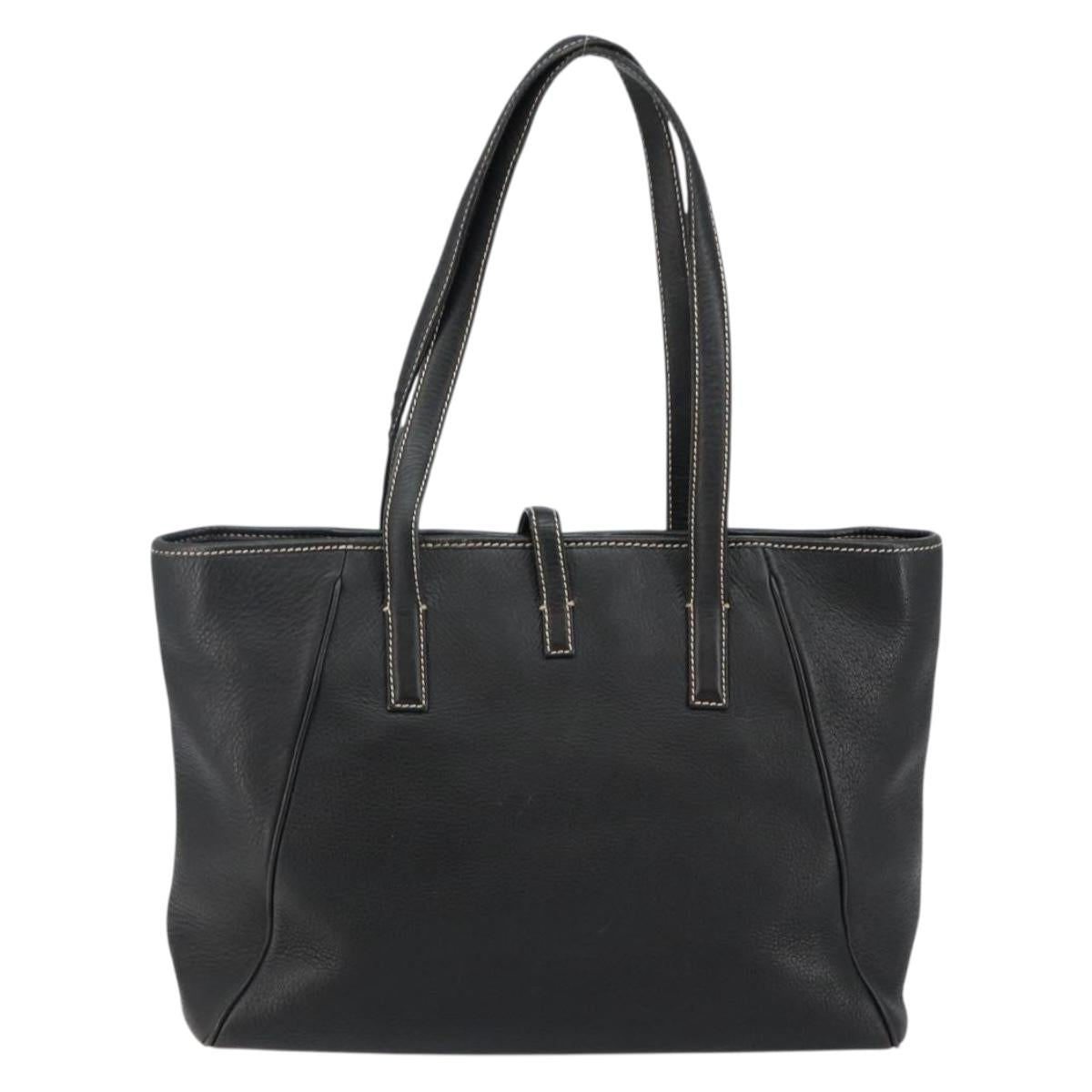 Salvatore Ferragamo Tote Bag Leather Black Gold Auth SW1521