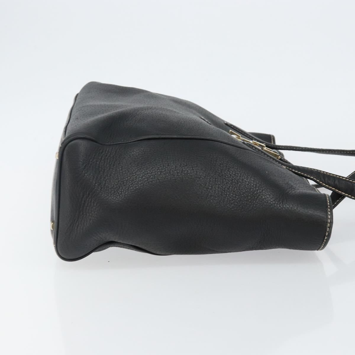 Salvatore Ferragamo Tote Bag Leather Black Gold Auth SW1521