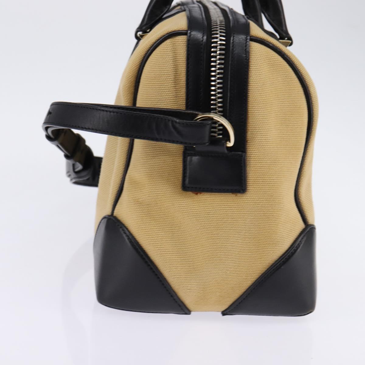 GIVENCHY Lucrezia Hand Bag Canvas Leather 2way Beige Gold Auth SW1524