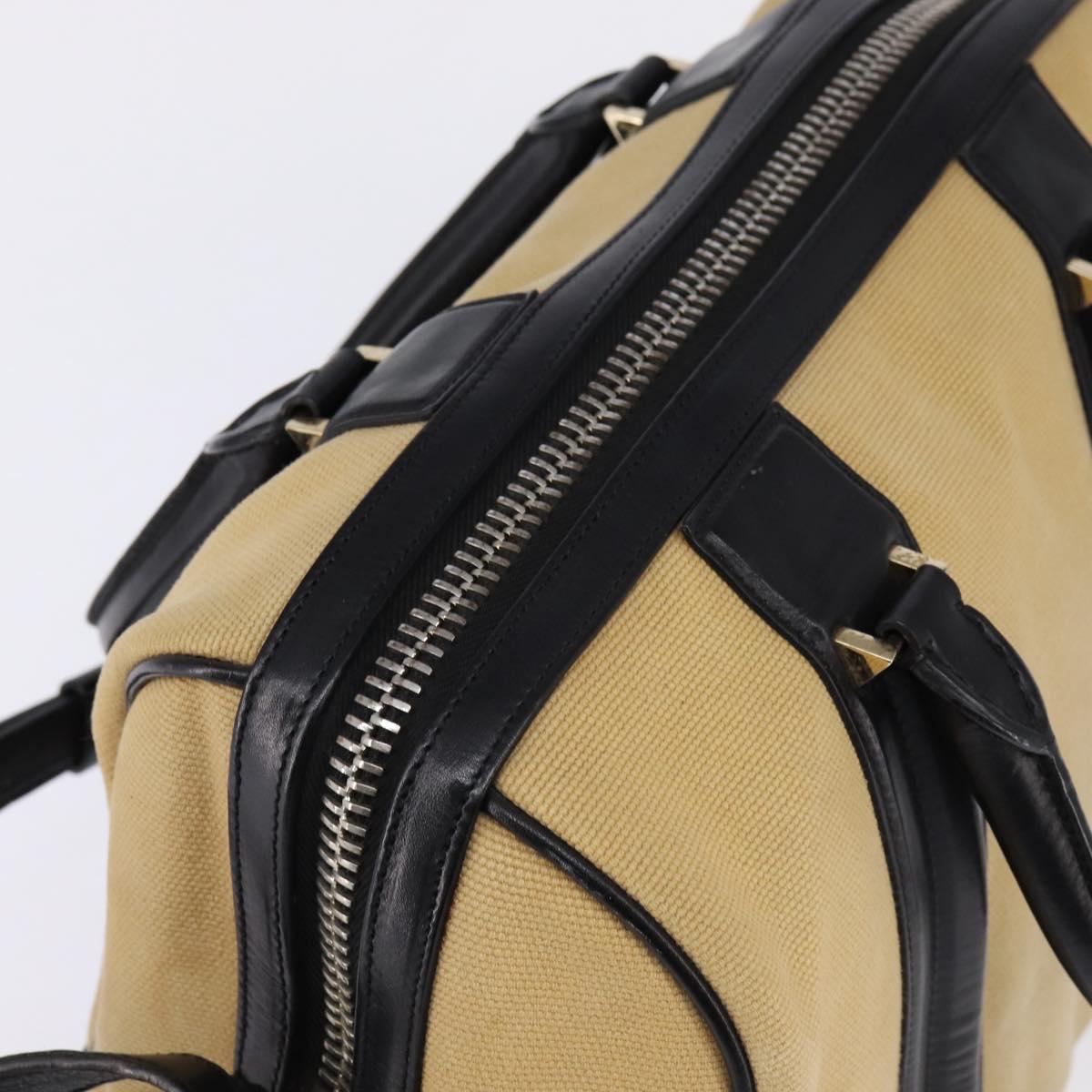 GIVENCHY Lucrezia Hand Bag Canvas Leather 2way Beige Gold Auth SW1524