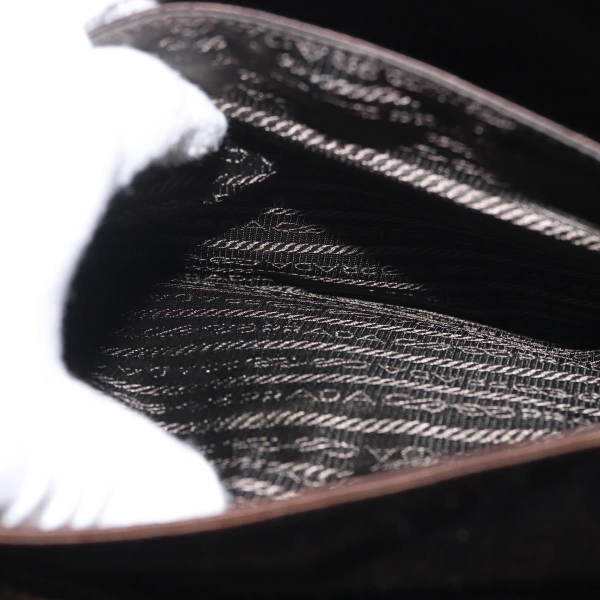 PRADA Chain Hand Bag Satin Brown Gold Auth SW1527