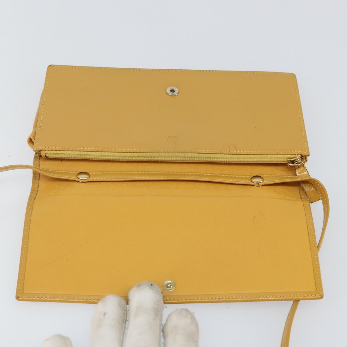 LOEWE Shoulder Wallet Bag Leather Yellow Auth SW1530