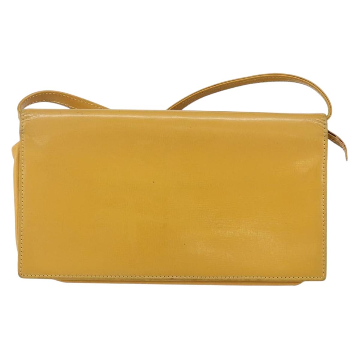 LOEWE Shoulder Wallet Bag Leather Yellow Auth SW1530