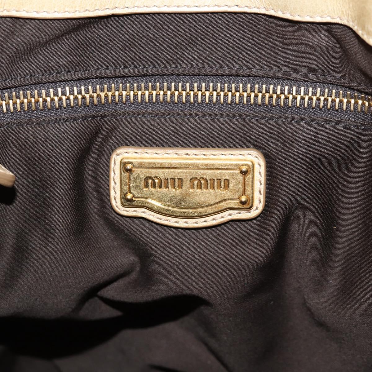 Miu Miu Matelasse Hand Bag Leather 2way Beige Gold Auth SW1538V