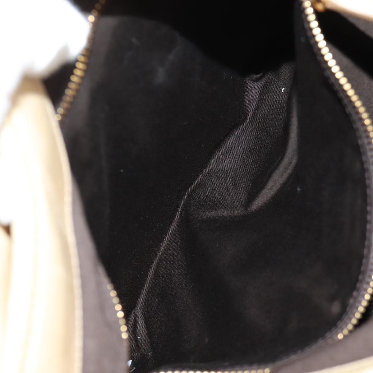 Miu Miu Matelasse Hand Bag Leather 2way Beige Gold Auth SW1538V